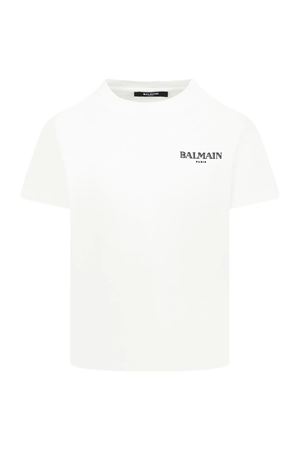 T-shirt con logo gommato BALMAIN PARIS KIDS | BW8P11Z0116100NE